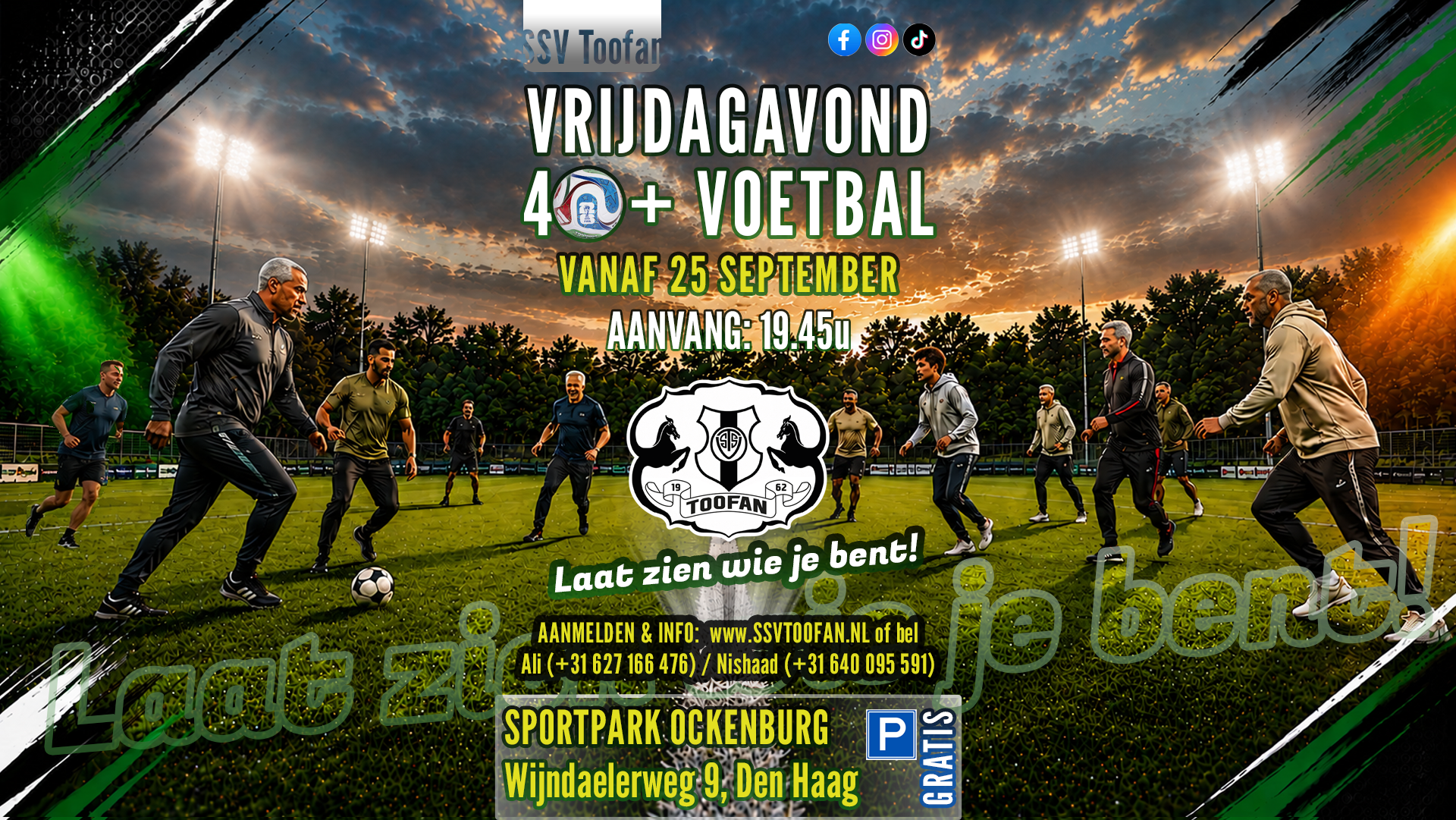 Vrijdagavond 40+, 50+ en 60+ veldvoetbal bij SSV Toofan!