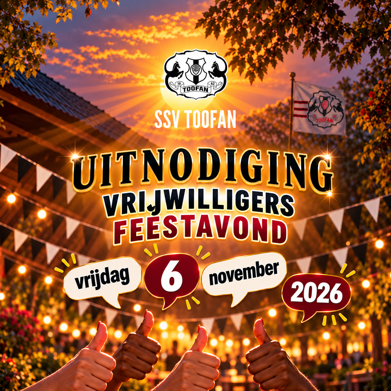 Uitnodiging Vrijwilligers Feestavond.